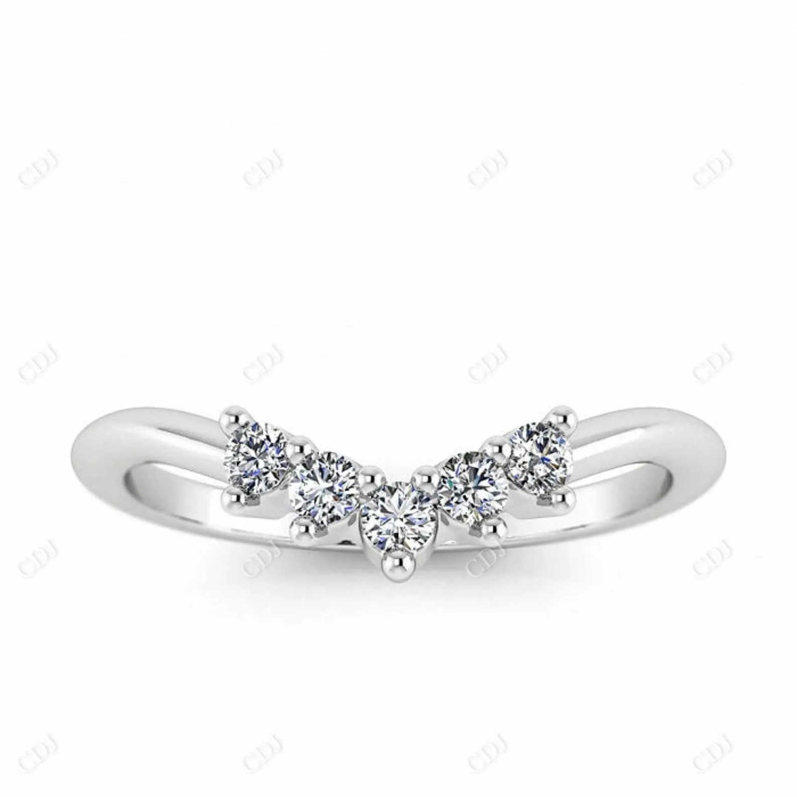 0.15CTW Round Lab Grown Curved Wedding Band