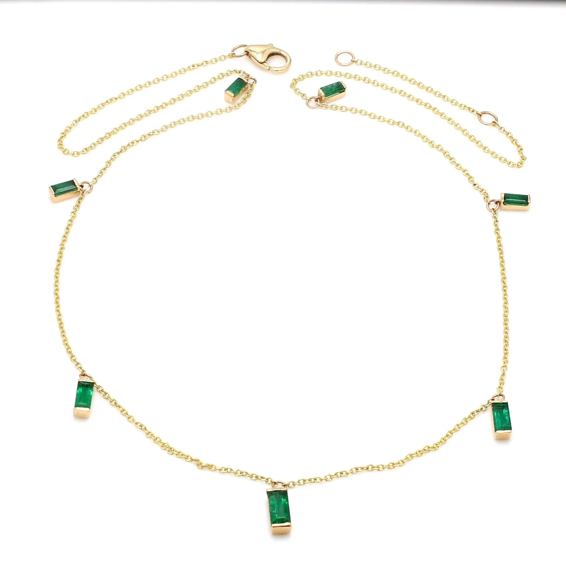 14 & 18K Gold Emerald Baguette Necklace