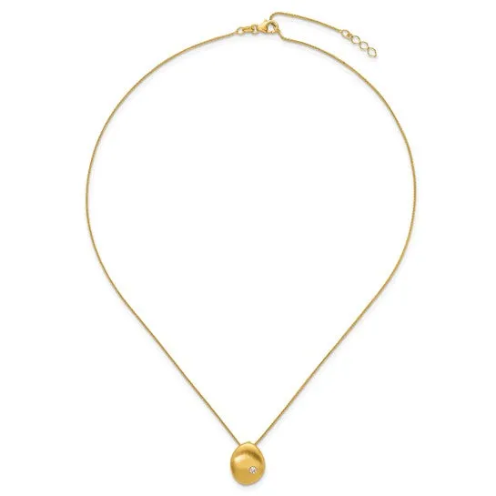 14K Satin Diamond Pendant Necklace