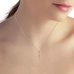 14K Solid Rose Gold Bar Natural Diamond Necklace Certified