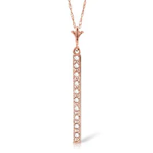14K Solid Rose Gold Bar Natural Diamond Necklace Certified