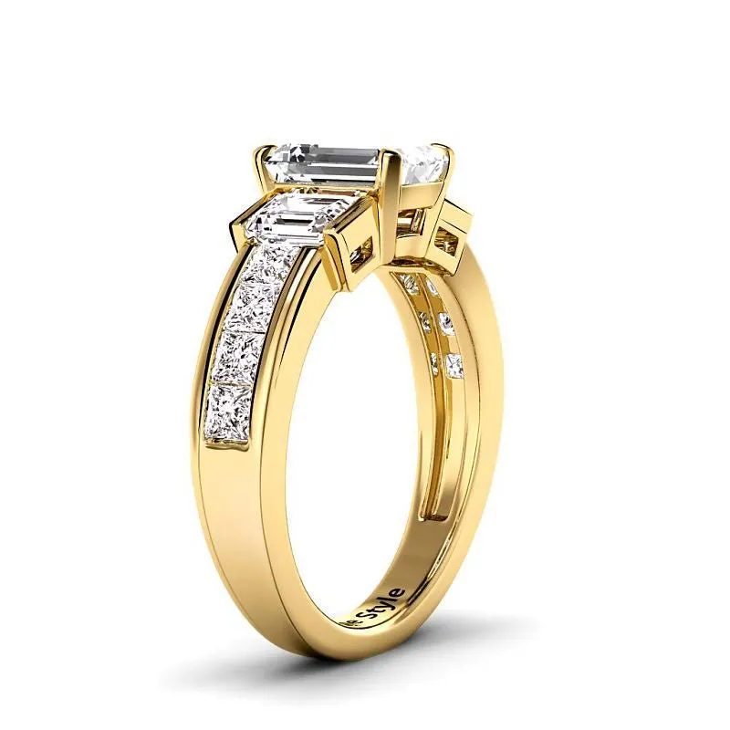 Stunning 1.85-4.35 CT Princess & Emerald Cut Lab-Grown Diamond Engagement Ring