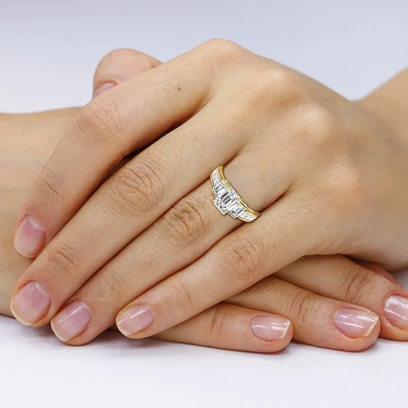 Stunning 1.85-4.35 CT Princess & Emerald Cut Lab-Grown Diamond Engagement Ring