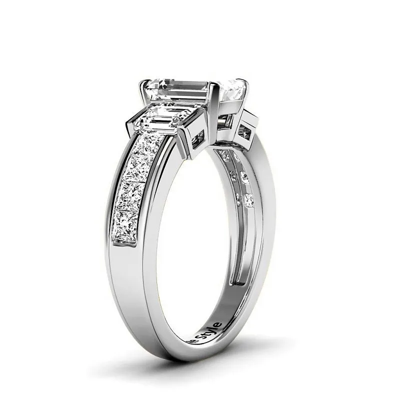 Stunning 1.85-4.35 CT Princess & Emerald Cut Lab-Grown Diamond Engagement Ring