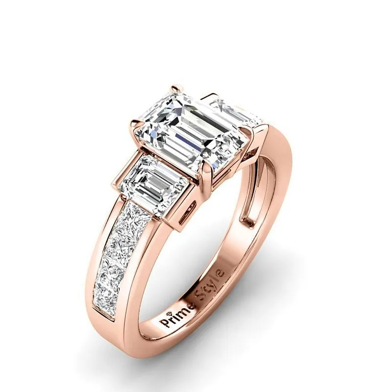 Stunning 1.85-4.35 CT Princess & Emerald Cut Lab-Grown Diamond Engagement Ring