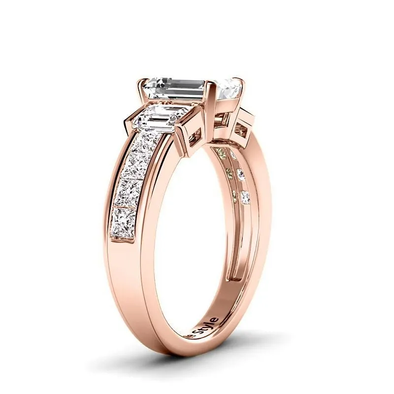 Stunning 1.85-4.35 CT Princess & Emerald Cut Lab-Grown Diamond Engagement Ring