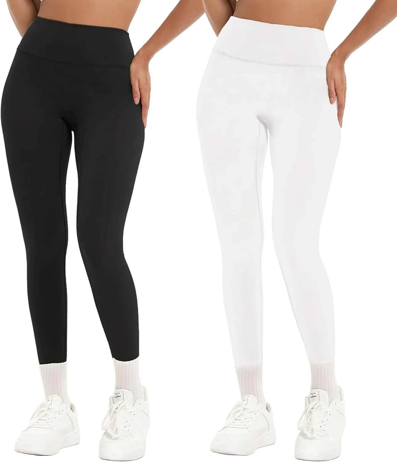 2 Pack High Waisted Leggings for Women-Soft Athletic Tummy Control Pants for Running Yoga Workout
