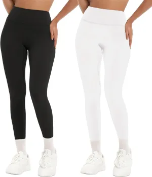 2 Pack High Waisted Leggings for Women-Soft Athletic Tummy Control Pants for Running Yoga Workout
