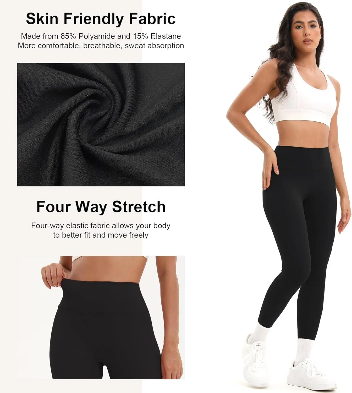 2 Pack High Waisted Leggings for Women-Soft Athletic Tummy Control Pants for Running Yoga Workout