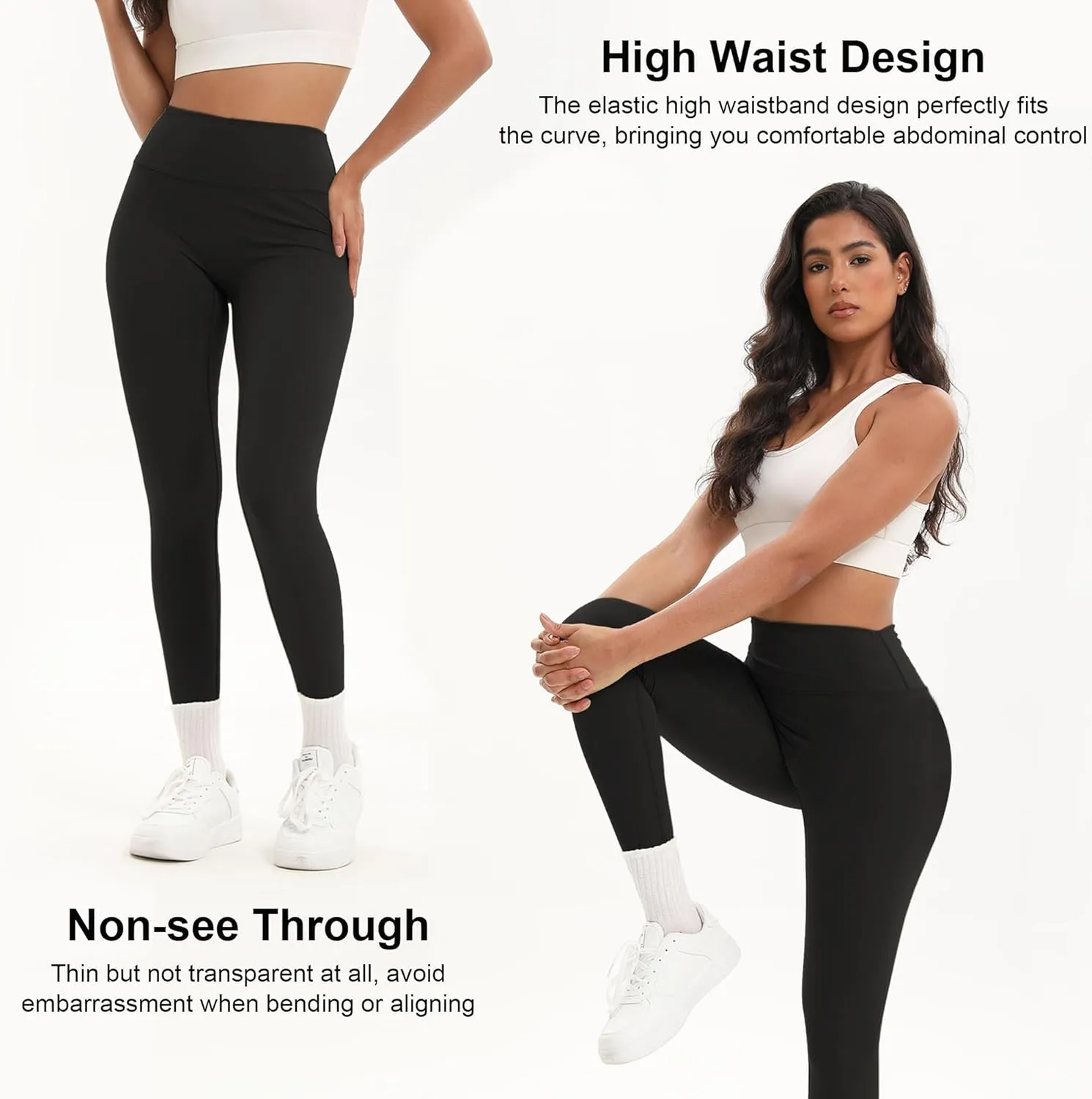 2 Pack High Waisted Leggings for Women-Soft Athletic Tummy Control Pants for Running Yoga Workout