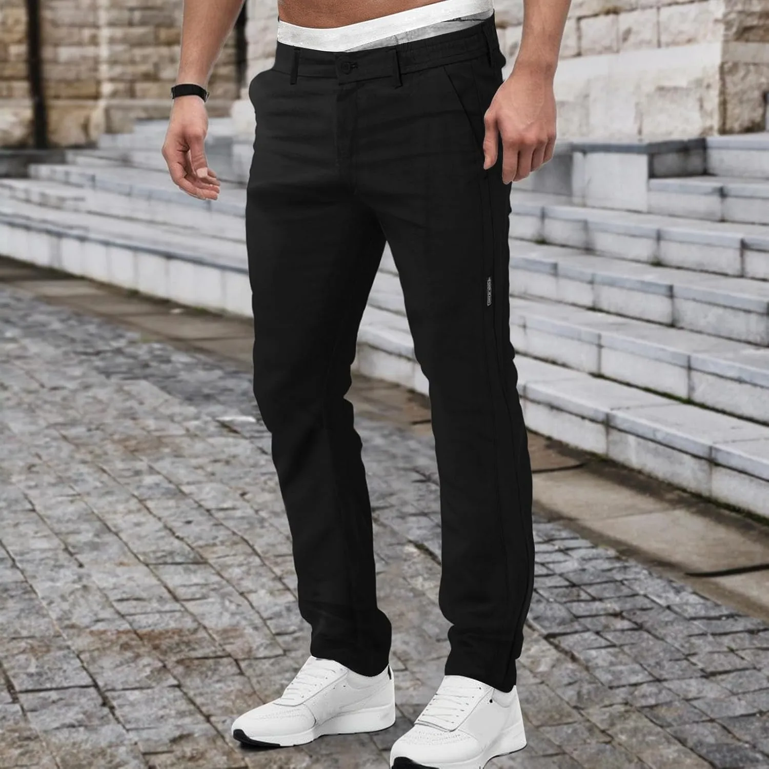 2023 Men's Fashion Stretch Dress Pants Slim Fit Plaid Pants Business Suit Pants Casual Golf Pants Plus Size Stylish Trousers