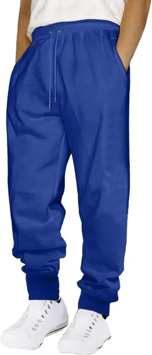 2024 Cargo Sweatpants for Men Stylish Fleece Joggers Pants Elastic Waist Baggy Drawstring Trousers Bottoms with Pockets