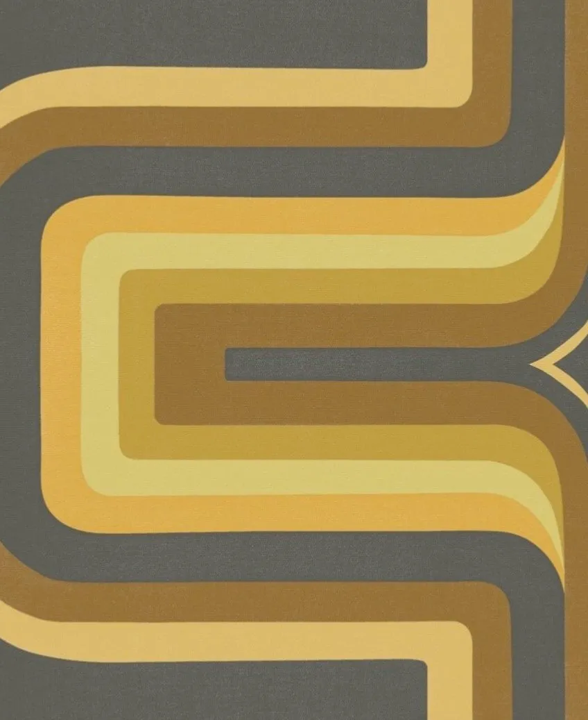 70s Geometric wallpaper Yellow, Ochre   Tan