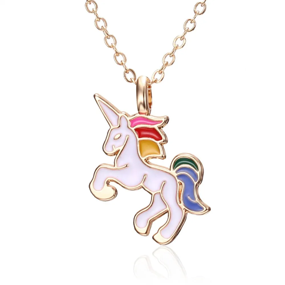 A Little Fantasy Unicorn Gold & Enamel Necklace