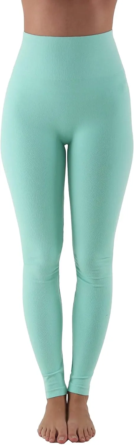 AEKO Women's Thick Yoga Soft Cotton Blend High Waist Workout Leggings with Tummy Control Compression