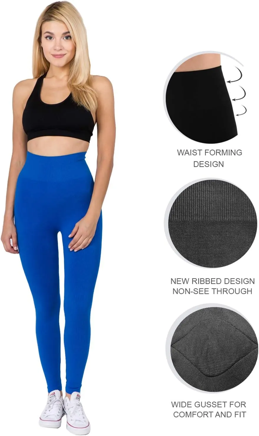 AEKO Women's Thick Yoga Soft Cotton Blend High Waist Workout Leggings with Tummy Control Compression