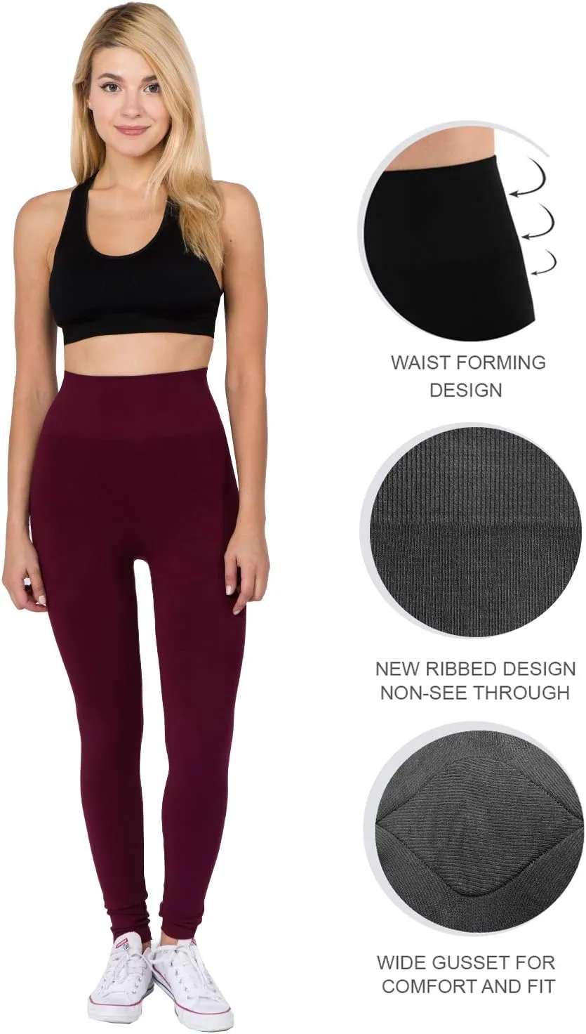 AEKO Women's Thick Yoga Soft Cotton Blend High Waist Workout Leggings with Tummy Control Compression