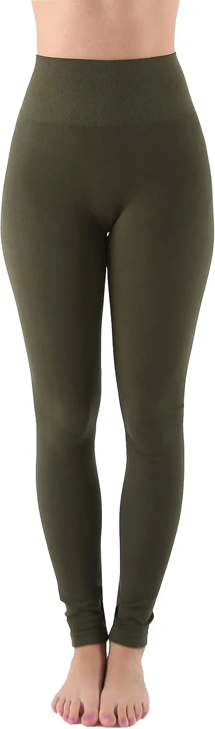 AEKO Women's Thick Yoga Soft Cotton Blend High Waist Workout Leggings with Tummy Control Compression