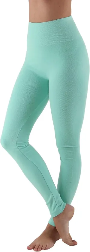 AEKO Women's Thick Yoga Soft Cotton Blend High Waist Workout Leggings with Tummy Control Compression