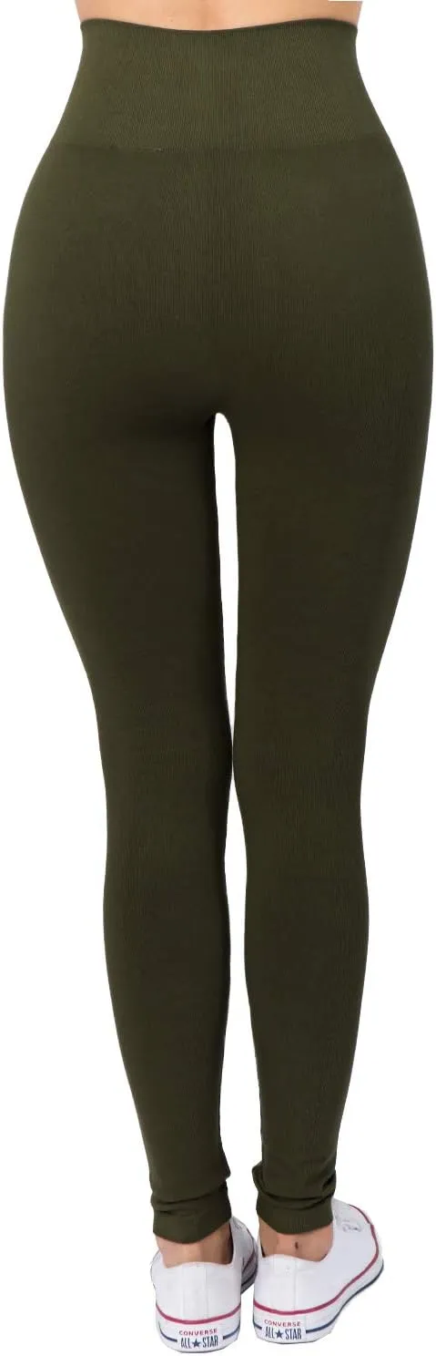 AEKO Women's Thick Yoga Soft Cotton Blend High Waist Workout Leggings with Tummy Control Compression