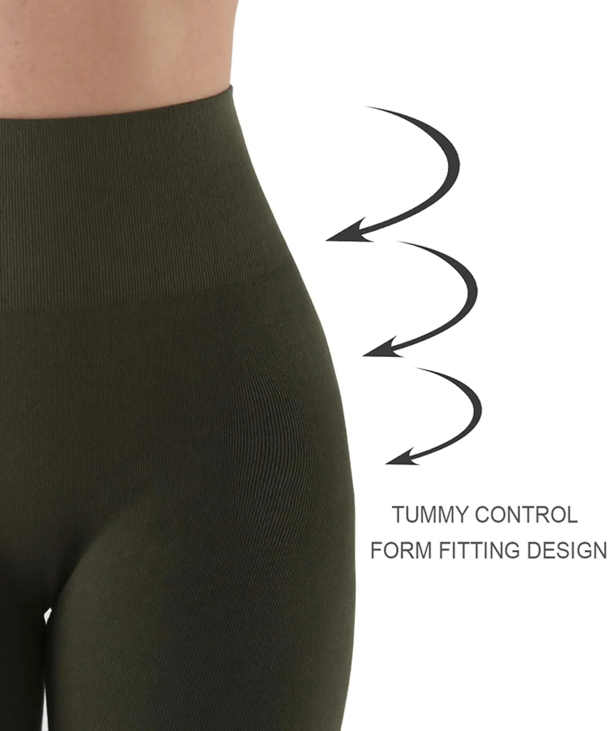 AEKO Women's Thick Yoga Soft Cotton Blend High Waist Workout Leggings with Tummy Control Compression