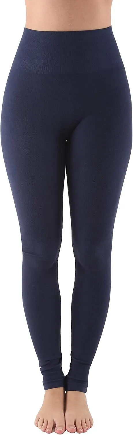 AEKO Women's Thick Yoga Soft Cotton Blend High Waist Workout Leggings with Tummy Control Compression