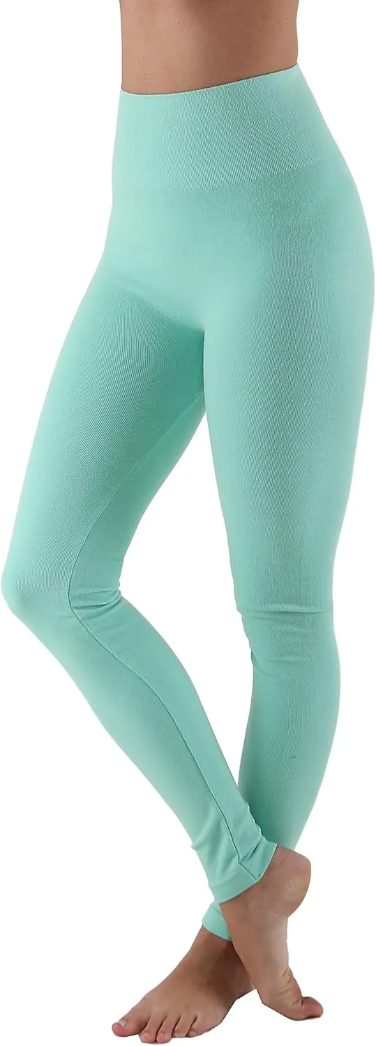 AEKO Women's Thick Yoga Soft Cotton Blend High Waist Workout Leggings with Tummy Control Compression