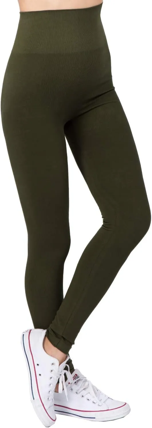AEKO Women's Thick Yoga Soft Cotton Blend High Waist Workout Leggings with Tummy Control Compression