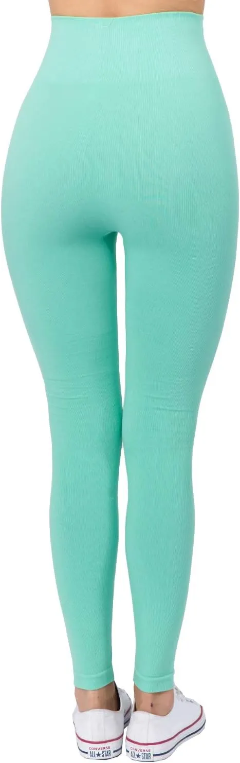 AEKO Women's Thick Yoga Soft Cotton Blend High Waist Workout Leggings with Tummy Control Compression