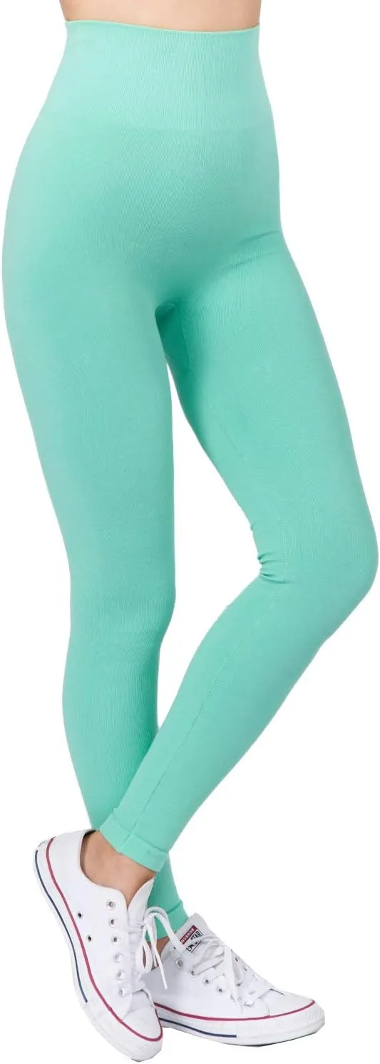 AEKO Women's Thick Yoga Soft Cotton Blend High Waist Workout Leggings with Tummy Control Compression