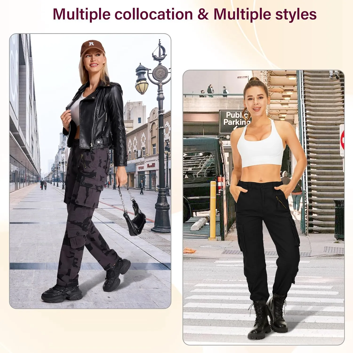 Alfiudad Womens Cargo Pants with Pockets, Women's Casual Military Army Hiking Combat Tactical Work Pants Trousers