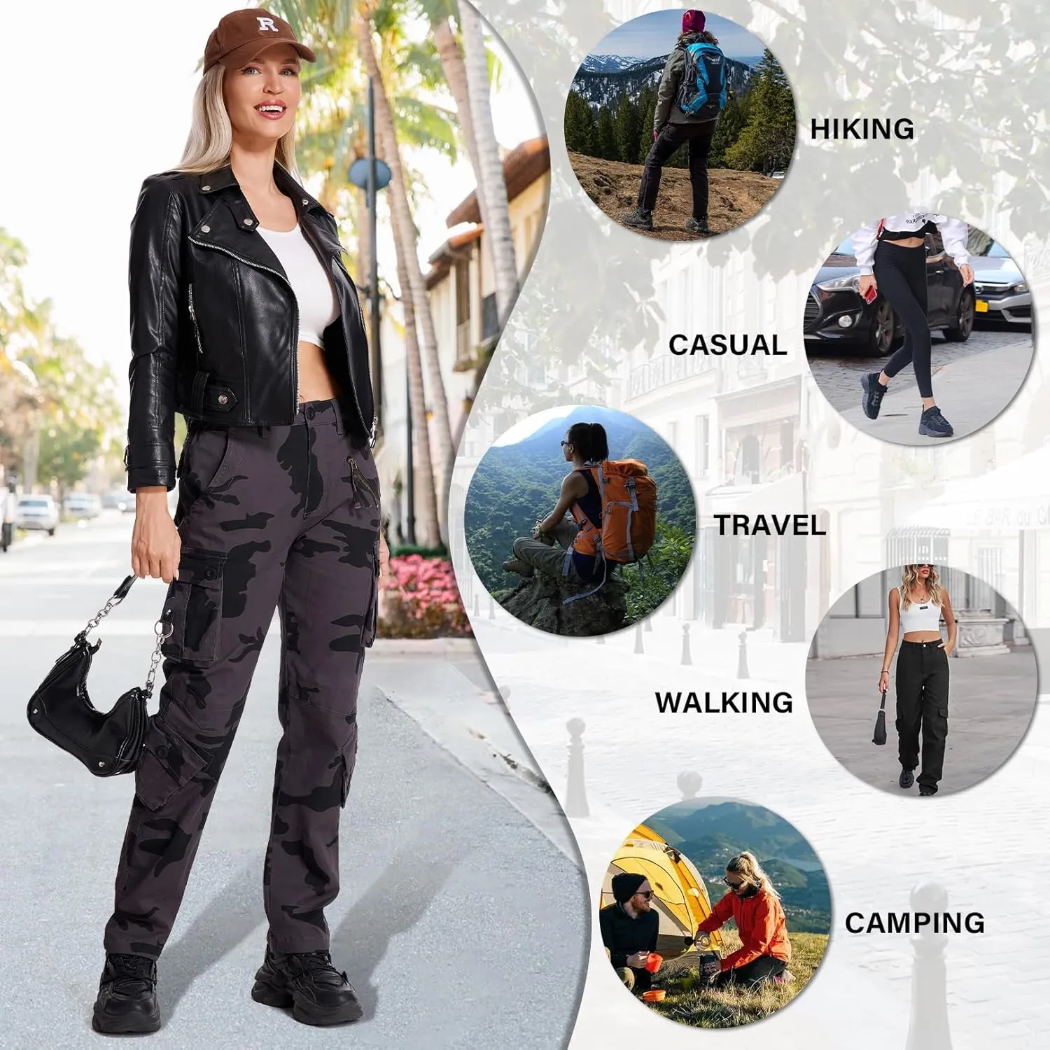 Alfiudad Womens Cargo Pants with Pockets, Women's Casual Military Army Hiking Combat Tactical Work Pants Trousers