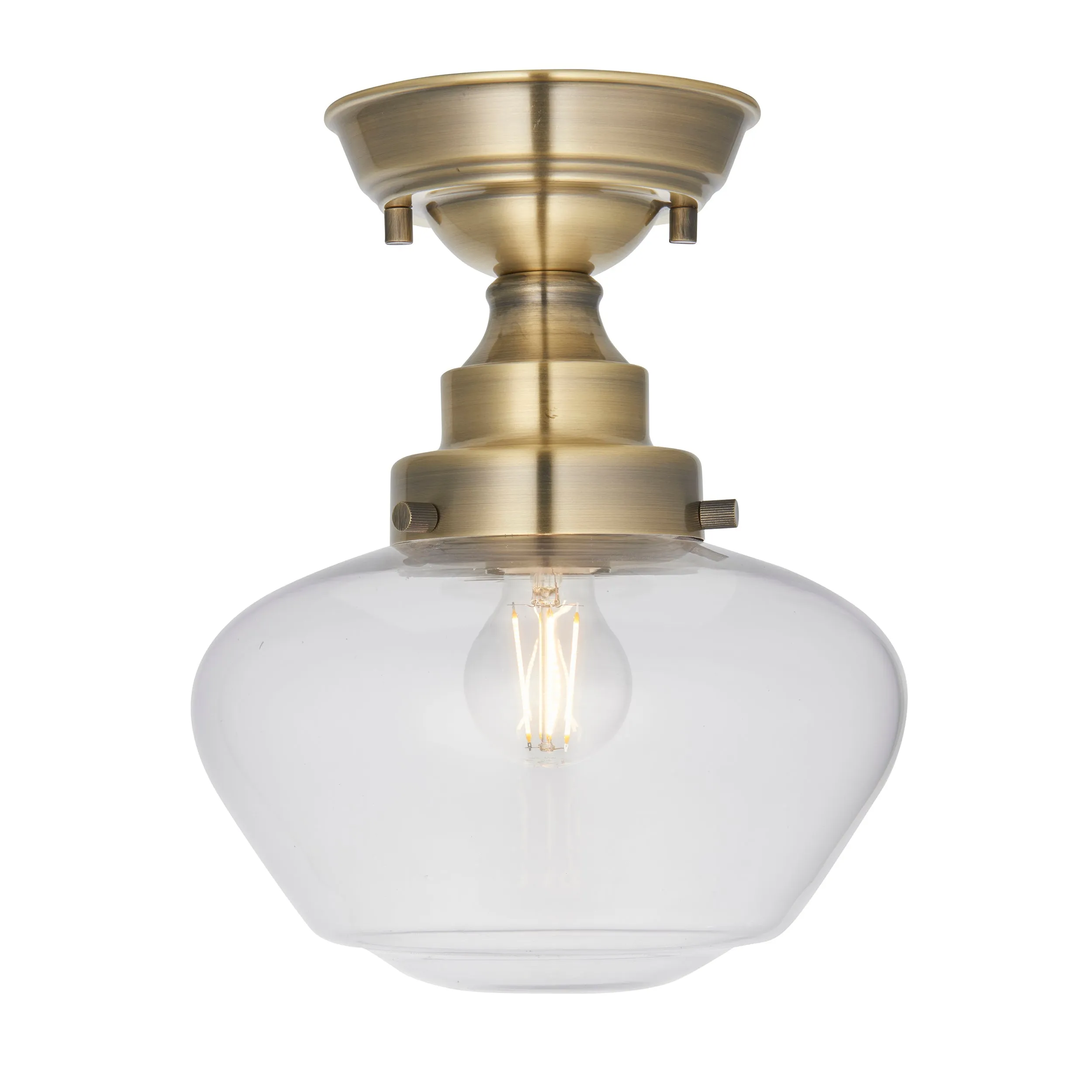 Amos Clarence Flush Antique Brass & Clear