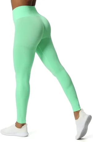 Aoxjox Workout Seamless Leggings for Women Smile Contour High Waisted Athletic Yoga Pants Tights 26"