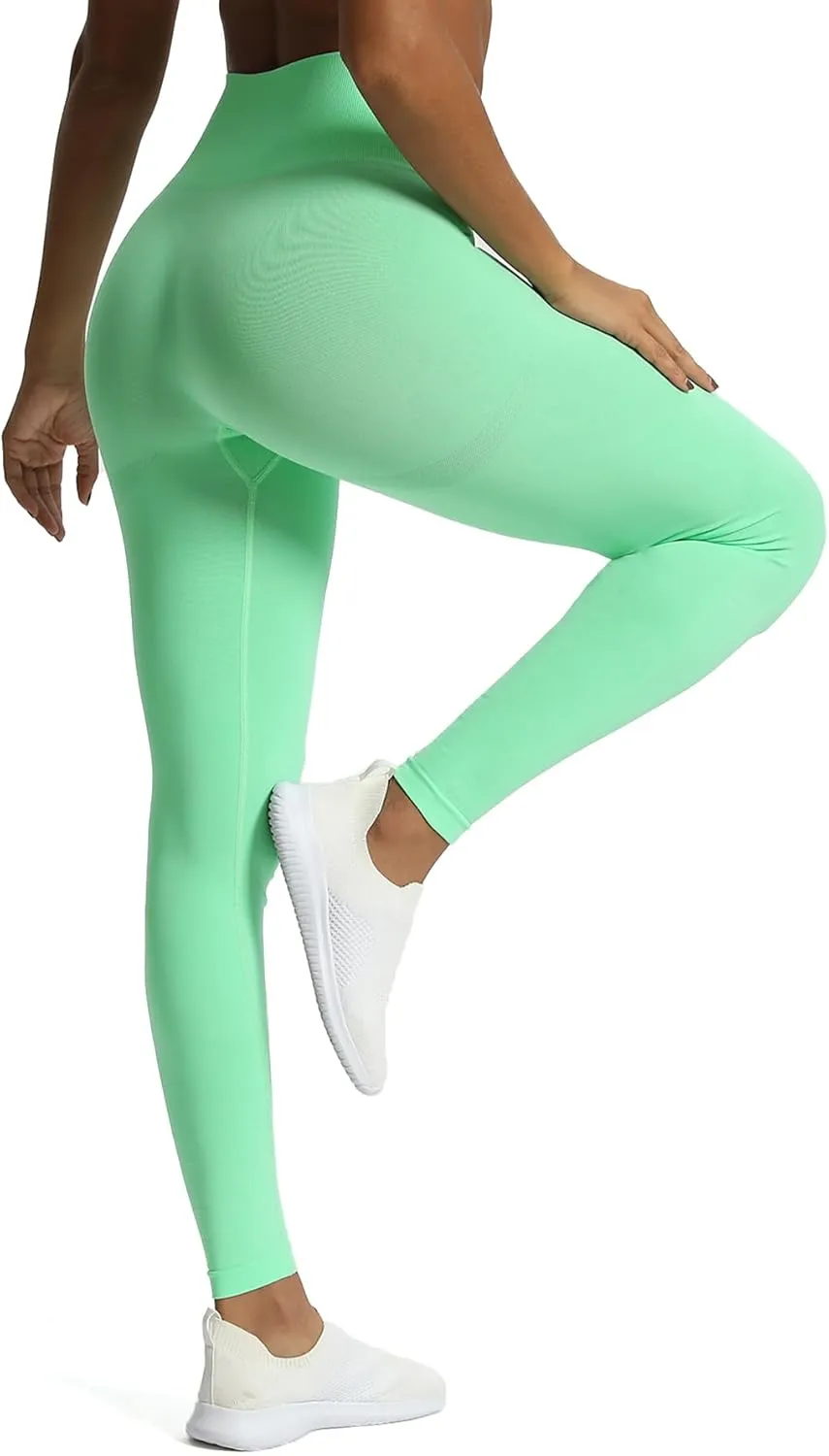 Aoxjox Workout Seamless Leggings for Women Smile Contour High Waisted Athletic Yoga Pants Tights 26"