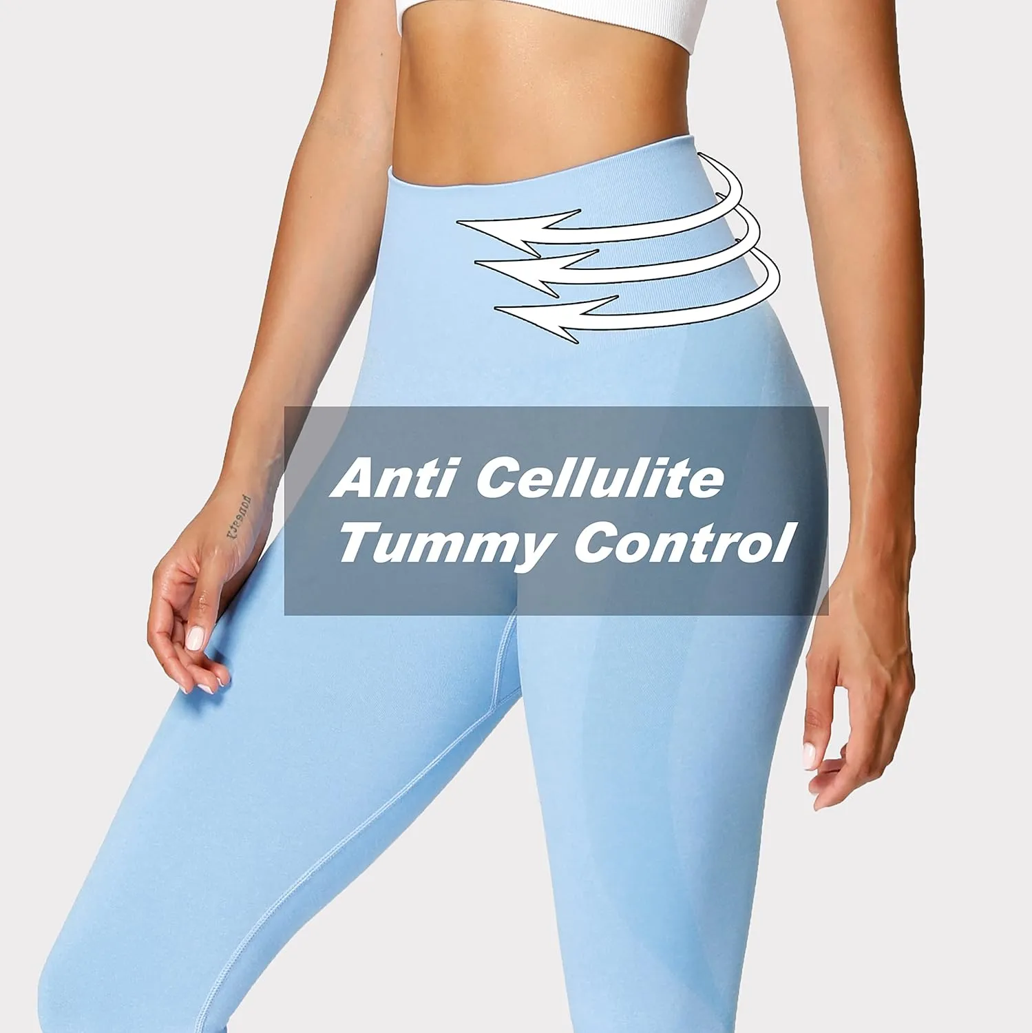 Aoxjox Workout Seamless Leggings for Women Smile Contour High Waisted Athletic Yoga Pants Tights 26"