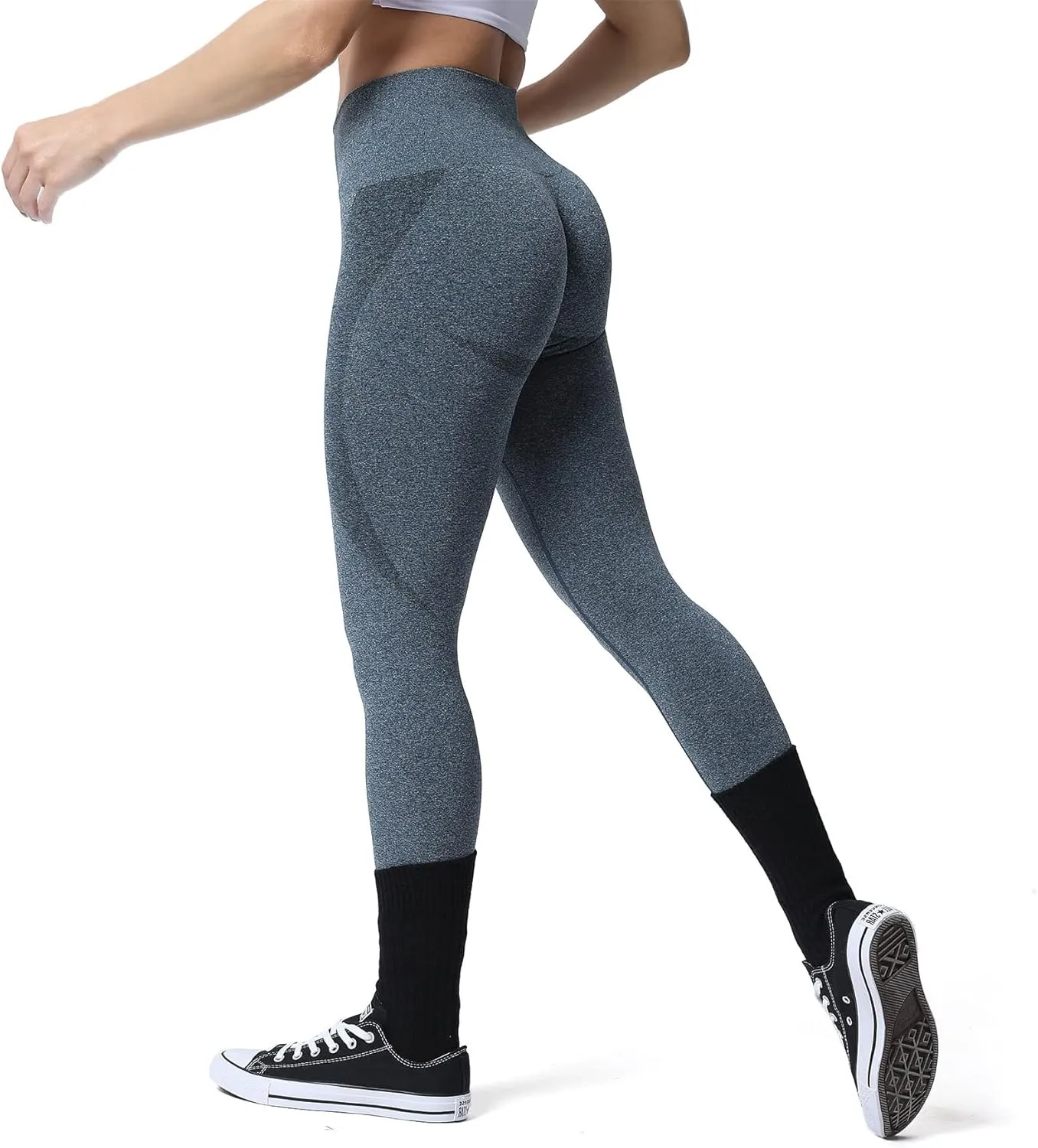 Aoxjox Workout Seamless Leggings for Women Smile Contour High Waisted Athletic Yoga Pants Tights 26"