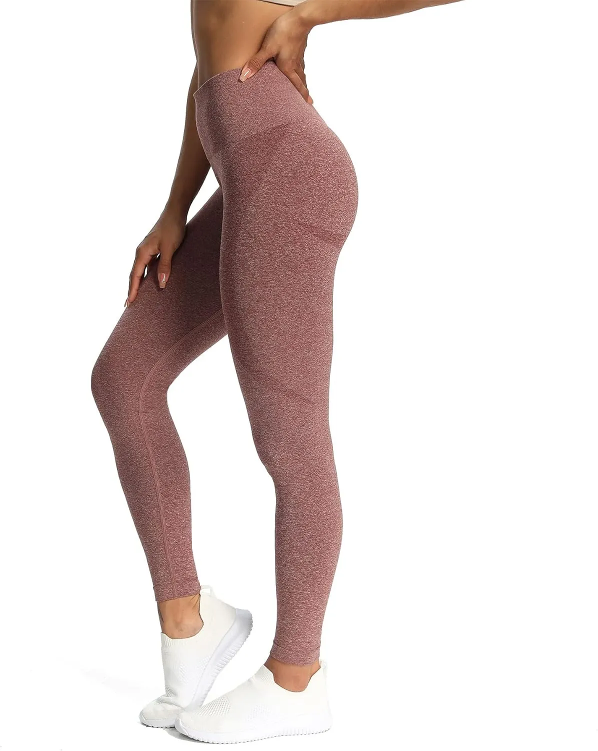 Aoxjox Workout Seamless Leggings for Women Smile Contour High Waisted Athletic Yoga Pants Tights 26"