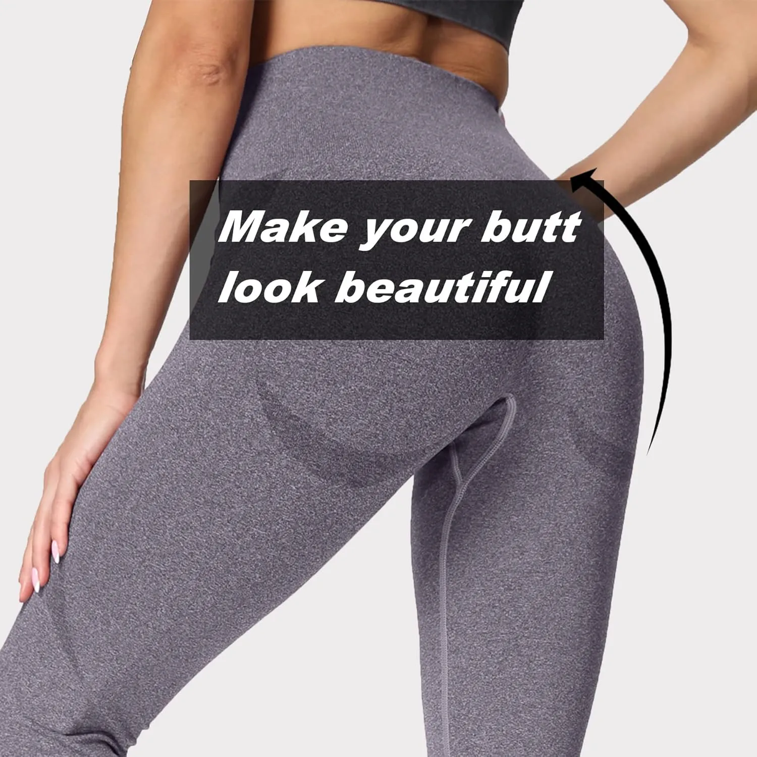 Aoxjox Workout Seamless Leggings for Women Smile Contour High Waisted Athletic Yoga Pants Tights 26"