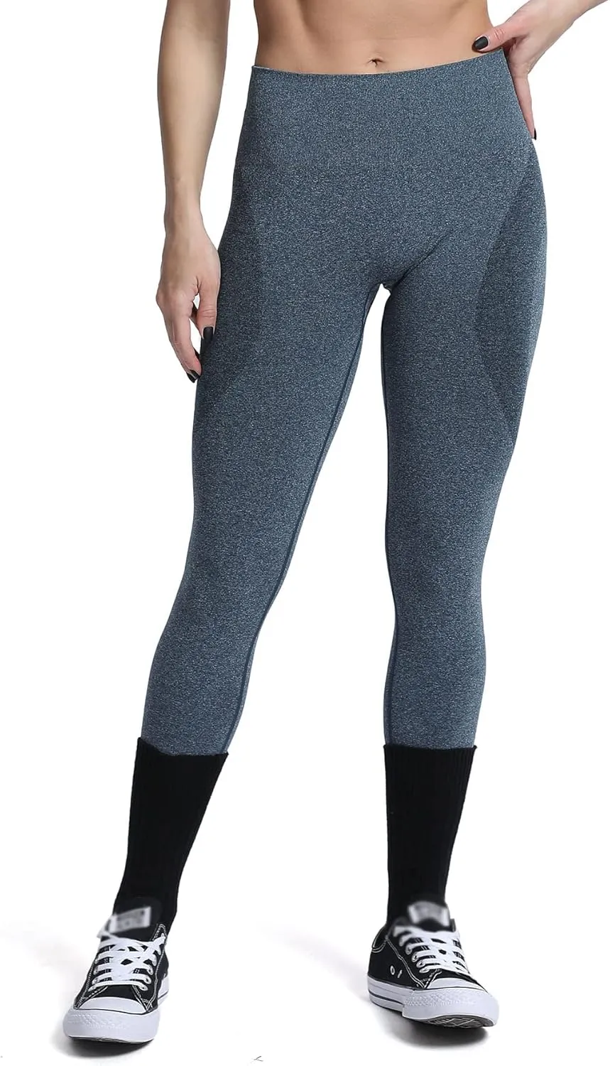 Aoxjox Workout Seamless Leggings for Women Smile Contour High Waisted Athletic Yoga Pants Tights 26"