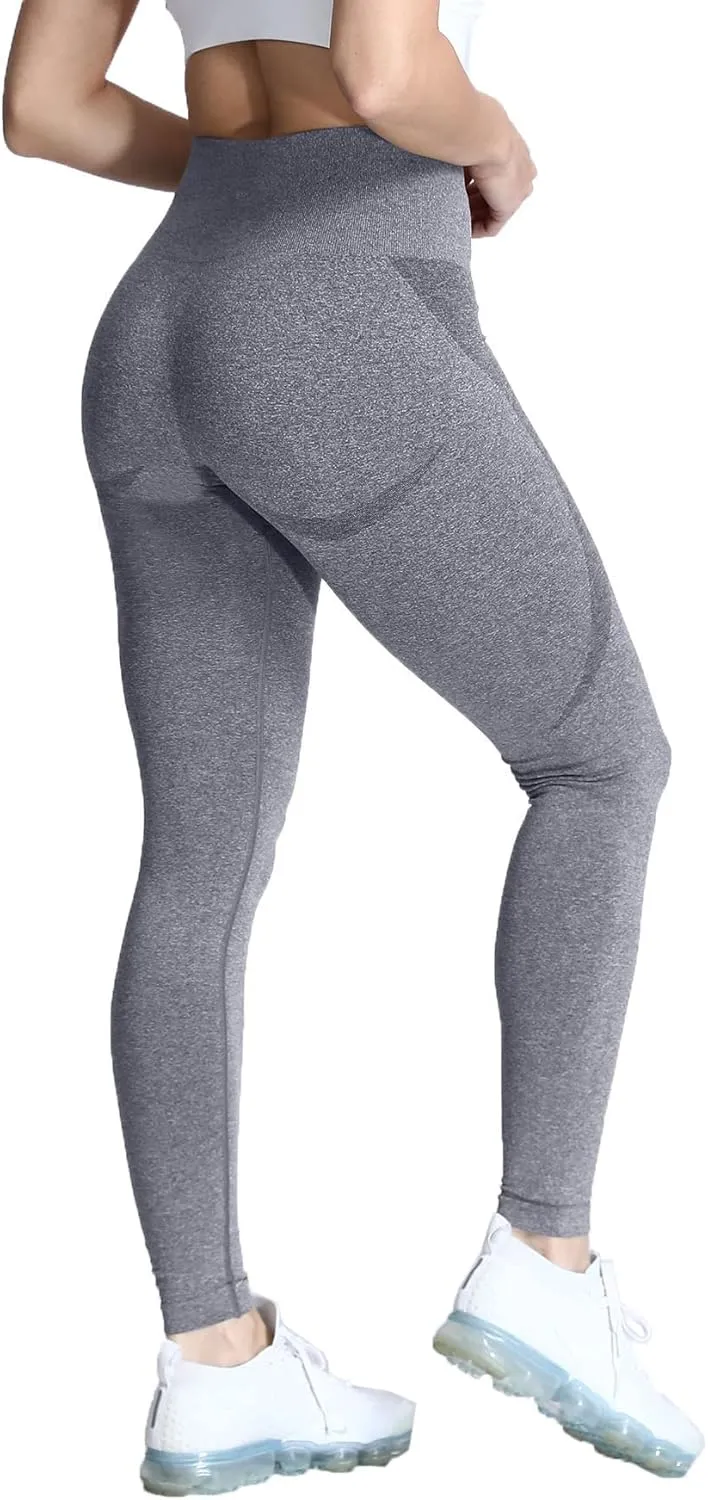 Aoxjox Workout Seamless Leggings for Women Smile Contour High Waisted Athletic Yoga Pants Tights 26"