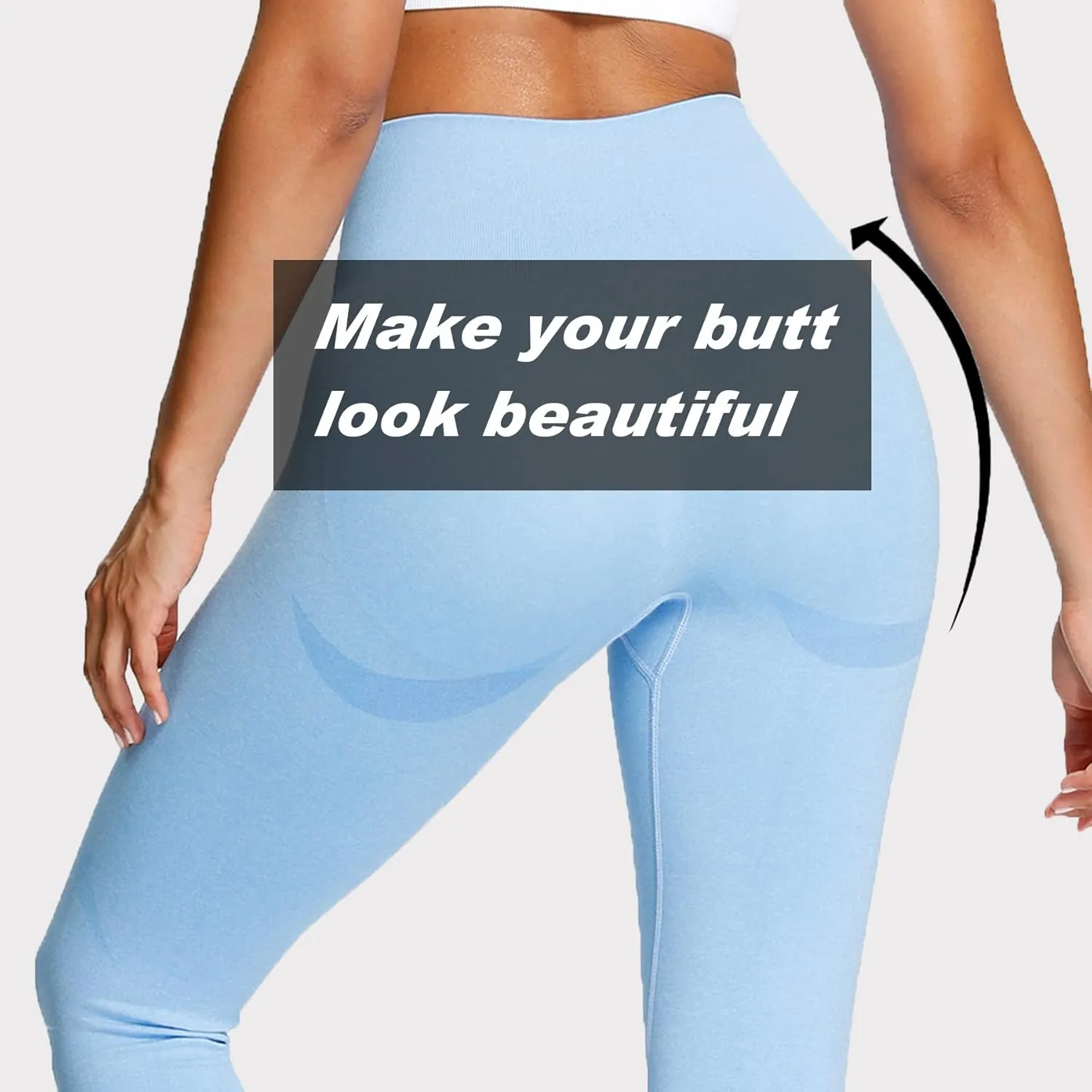 Aoxjox Workout Seamless Leggings for Women Smile Contour High Waisted Athletic Yoga Pants Tights 26"