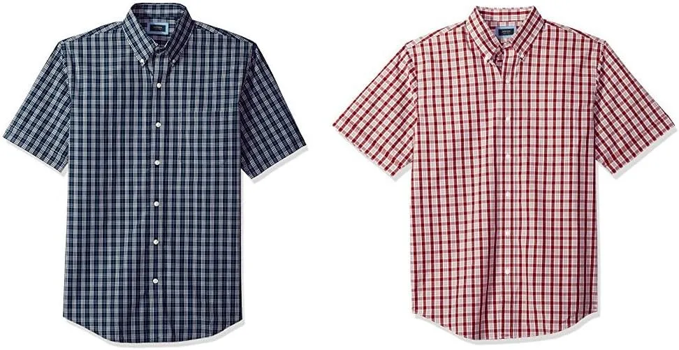 Arrow 1851 Men's Hamilton Poplin Short Sleeve Button Down Plaid Shirt
