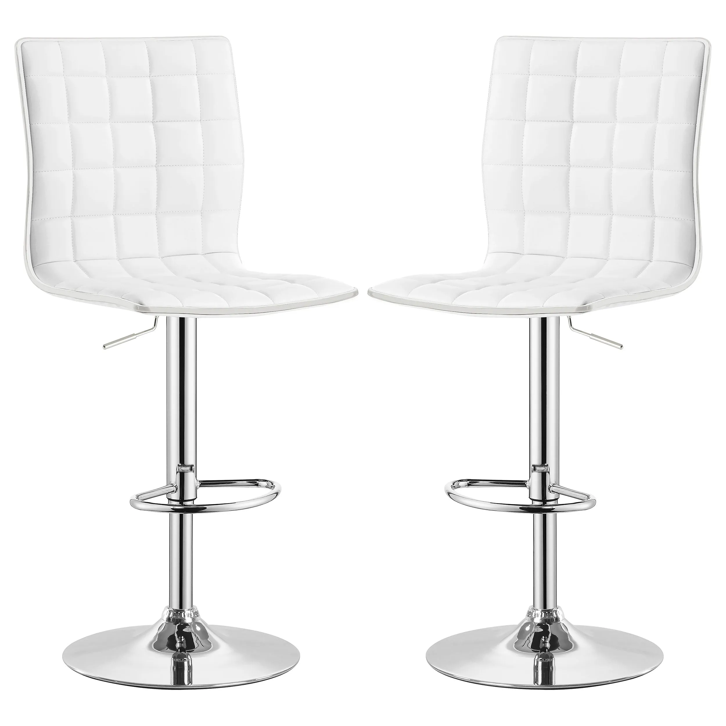 Ashbury Upholstered Adjustable Bar Stool White (Set of 2)