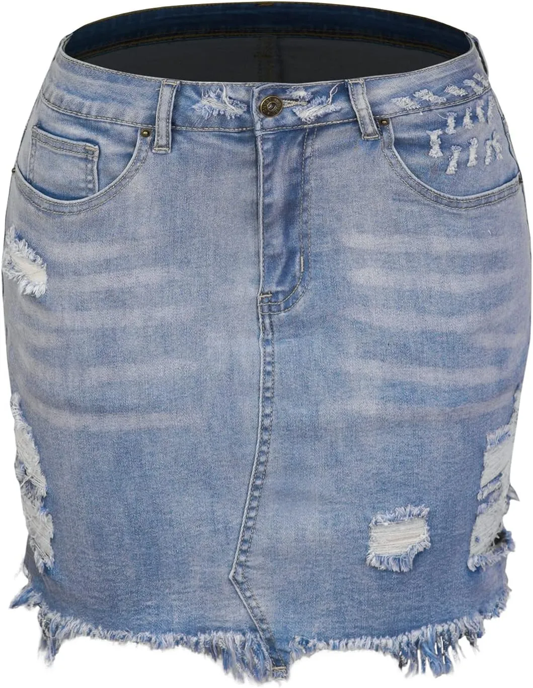 Atditama Ripped Jeans Skirt for Women High Waist Stretch Short Mini A-line Denim Jean Skirts Womens