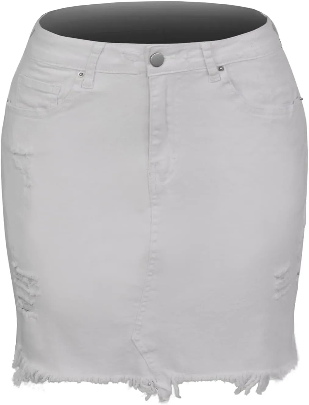 Atditama Ripped Jeans Skirt for Women High Waist Stretch Short Mini A-line Denim Jean Skirts Womens