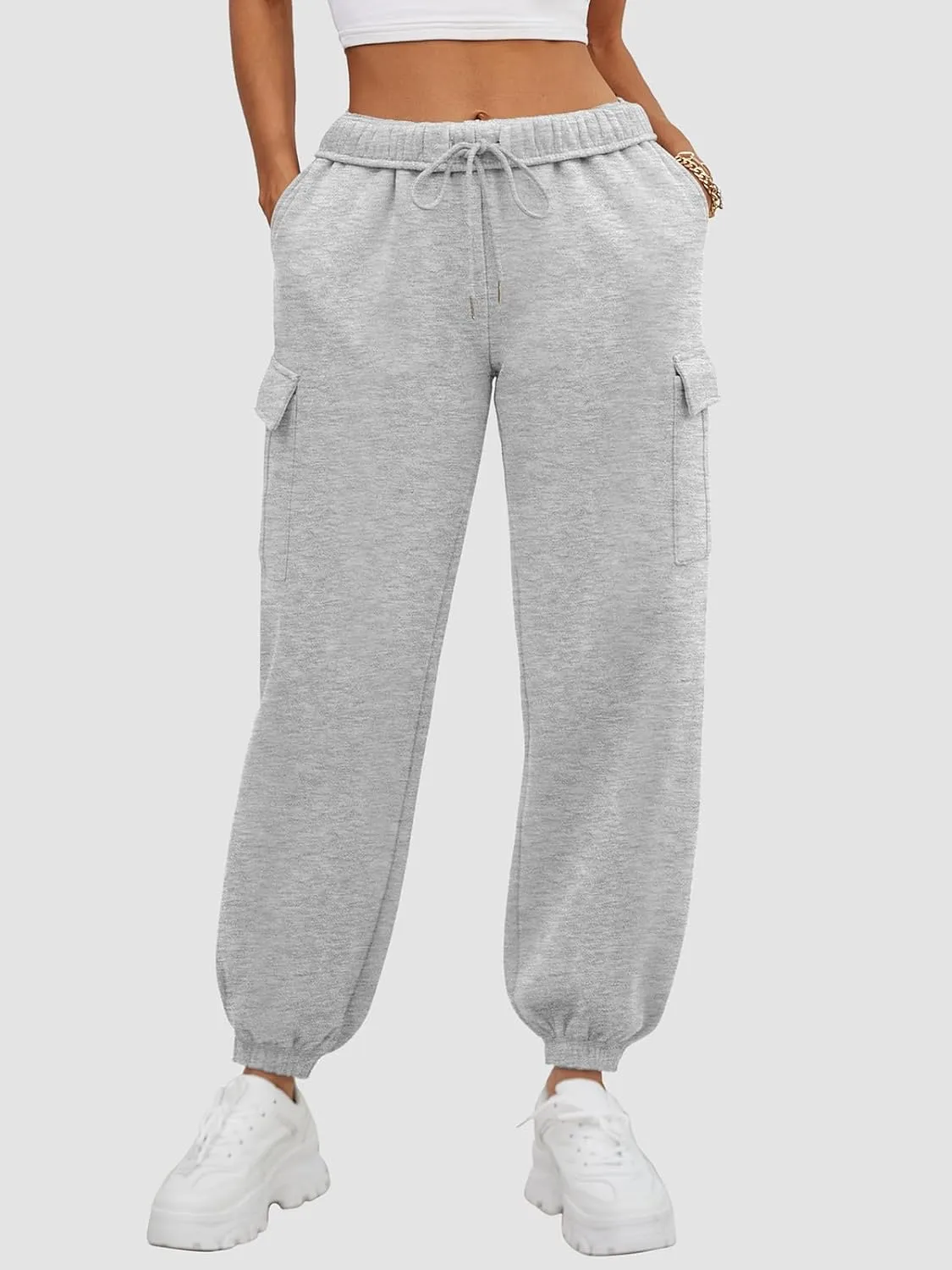 ATHMILE Womens Cargo Sweatpants Oversized Fleece Joggers Fall Fashion Outfits Y2k Clothes 2024 with Pockets