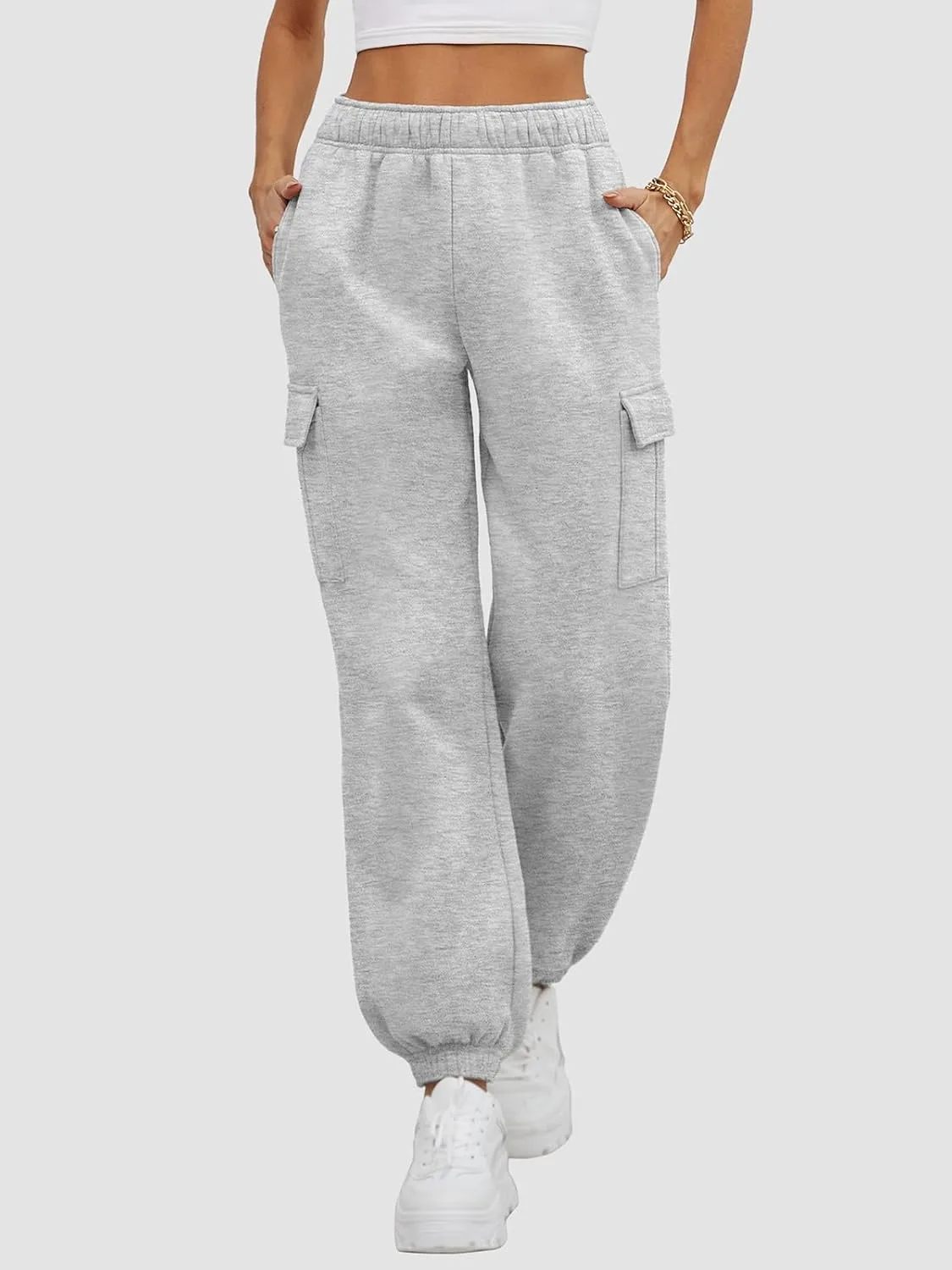 ATHMILE Womens Cargo Sweatpants Oversized Fleece Joggers Fall Fashion Outfits Y2k Clothes 2024 with Pockets