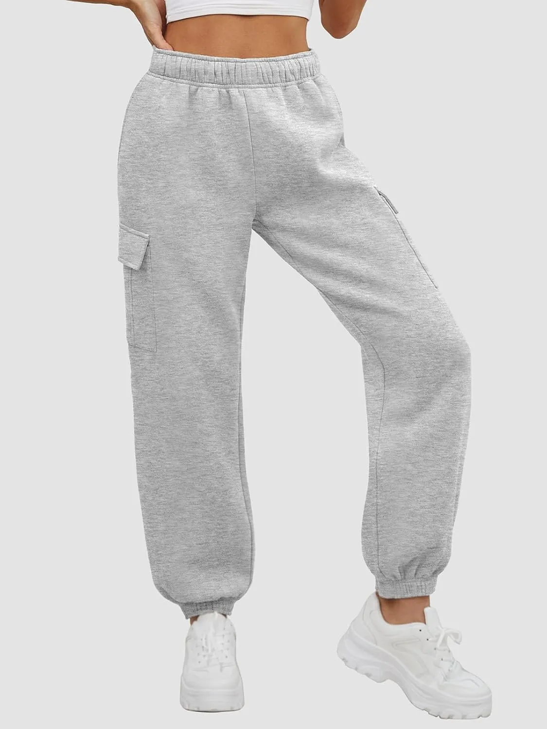 ATHMILE Womens Cargo Sweatpants Oversized Fleece Joggers Fall Fashion Outfits Y2k Clothes 2024 with Pockets