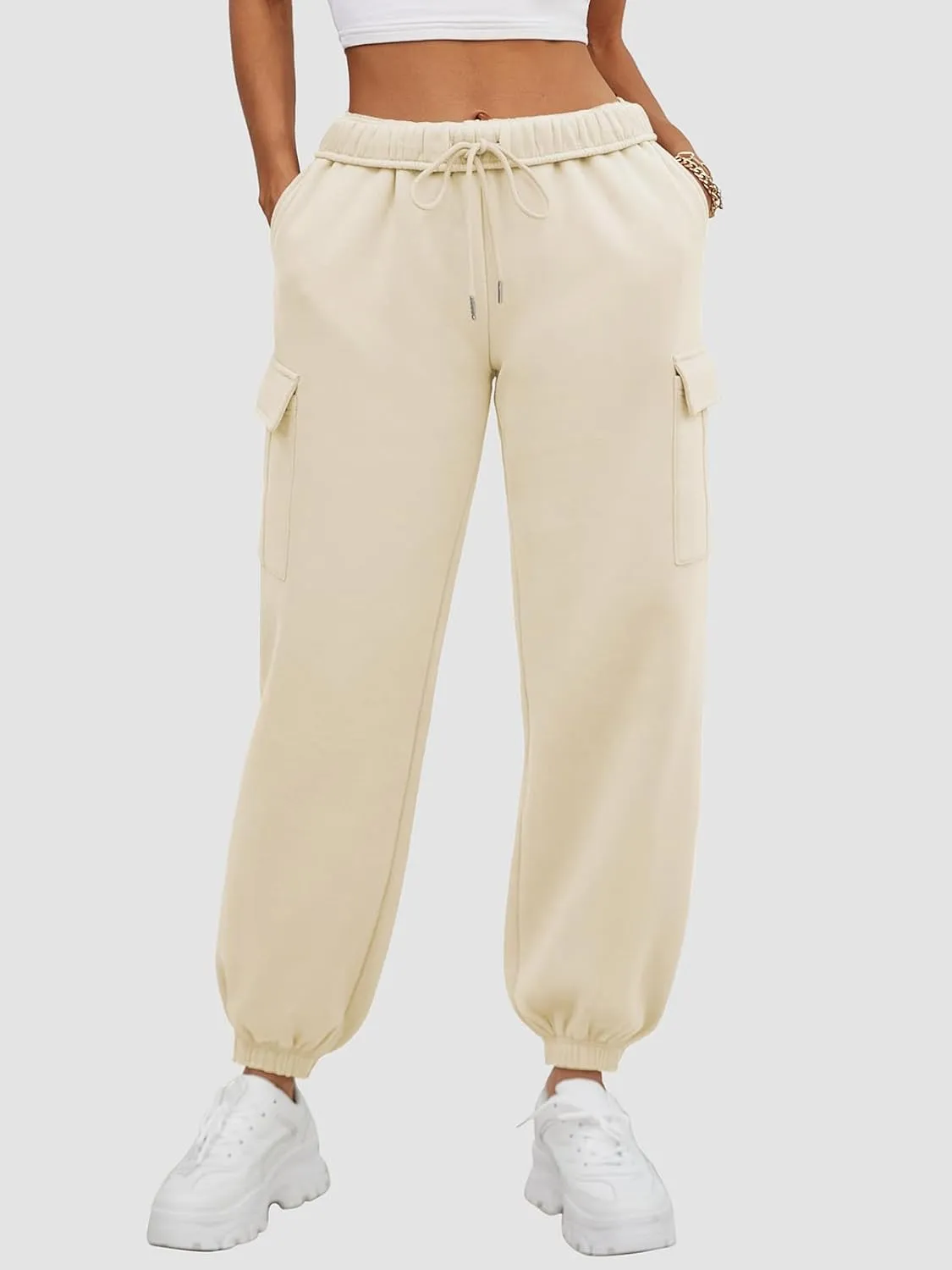 ATHMILE Womens Cargo Sweatpants Oversized Fleece Joggers Fall Fashion Outfits Y2k Clothes 2024 with Pockets